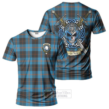 Horsburgh Tartan T-Shirt with Family Crest Celtic Skull Style