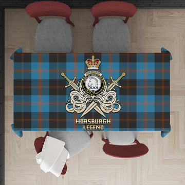 Horsburgh Tartan Tablecloth with Clan Crest and the Golden Sword of Courageous Legacy