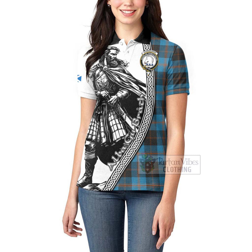 Tartan Vibes Clothing Horsburgh Tartan Clan Crest Women's Polo Shirt with Highlander Warrior Celtic Style