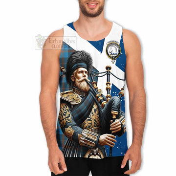 Horsburgh Tartan Men's Tank Top with Family Crest Scottish Bagpiper Vibes