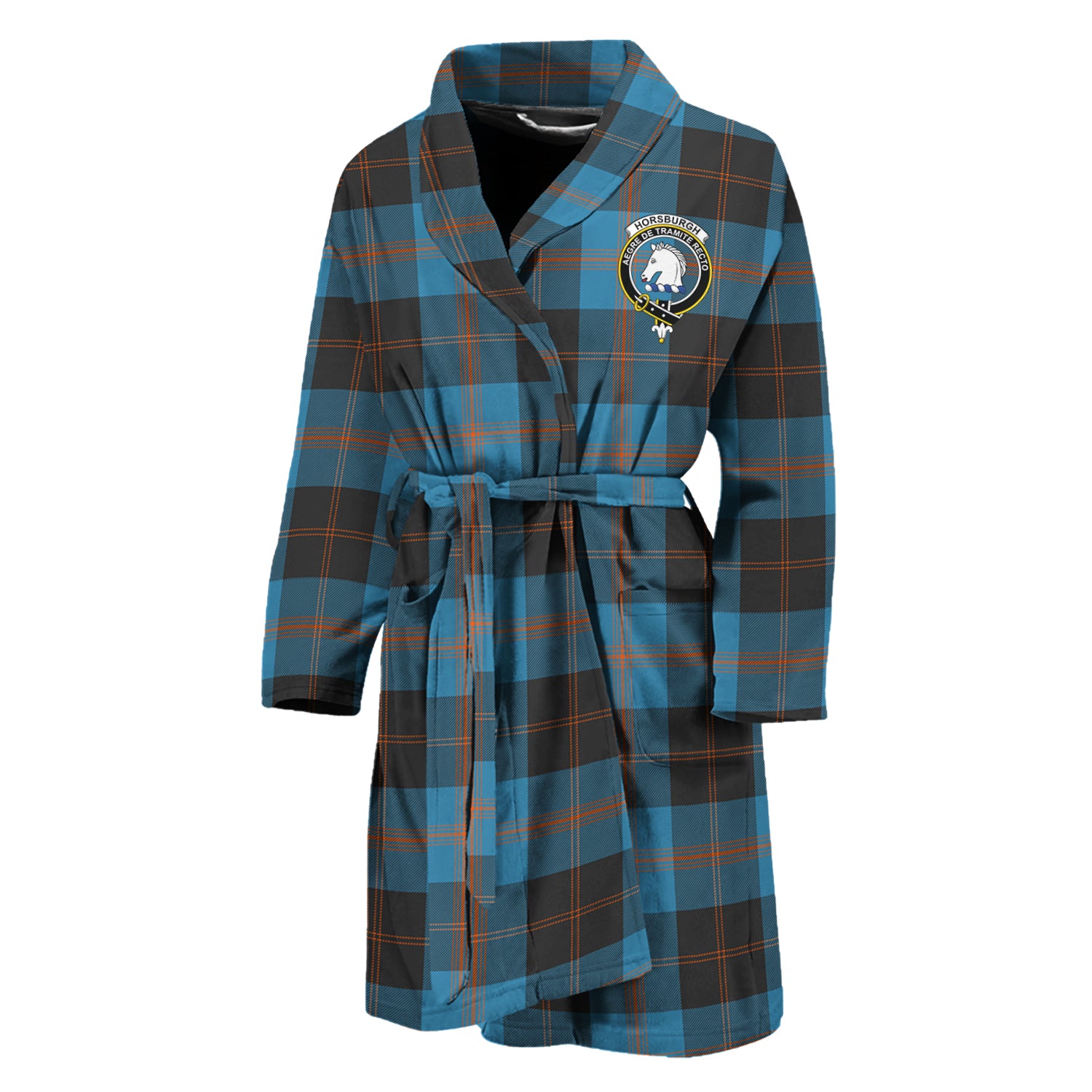 Horsburgh Tartan Bathrobe with Family Crest Unisex M - Tartan Vibes Clothing