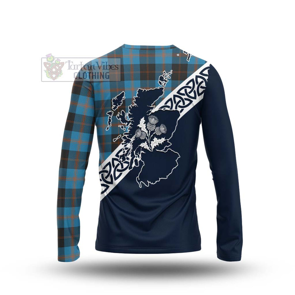 Tartan Vibes Clothing Horsburgh Tartan Long Sleeve T-Shirt Featuring Thistle and Scotland Map