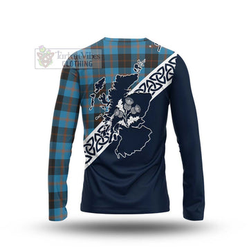 Horsburgh Tartan Long Sleeve T-Shirt Featuring Thistle and Scotland Map