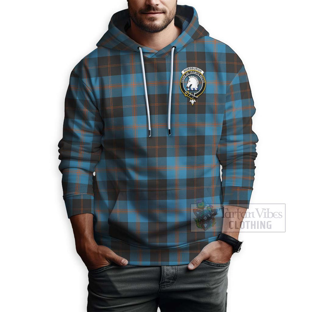 Tartan Vibes Clothing Horsburgh Tartan Hoodie with Family Crest Celtic Skull Style