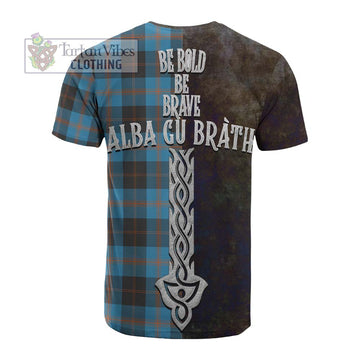 Horsburgh Tartan Family Crest Cotton T-shirt Alba Gu Brath Be Brave Lion Ancient Style - Tartan Vibes Clothing