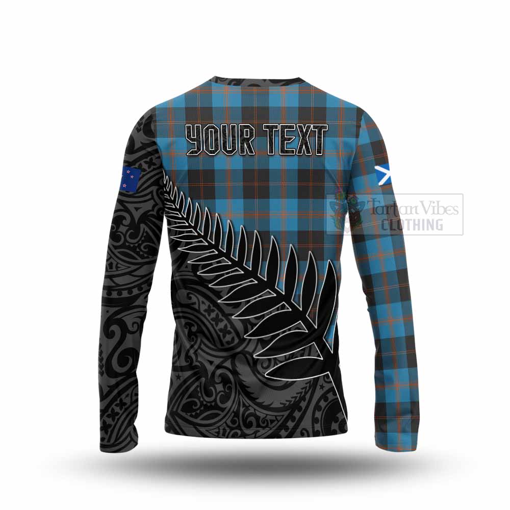 Tartan Vibes Clothing Horsburgh Crest Tartan Long Sleeve T-Shirt with New Zealand Silver Fern Half Style