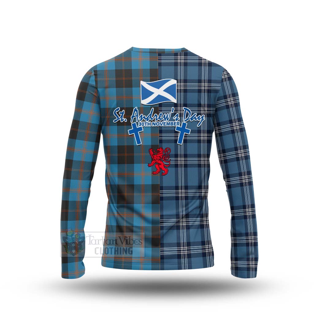 Tartan Vibes Clothing Horsburgh Tartan Long Sleeve T-Shirt Happy St. Andrew's Day Half Tartan Style