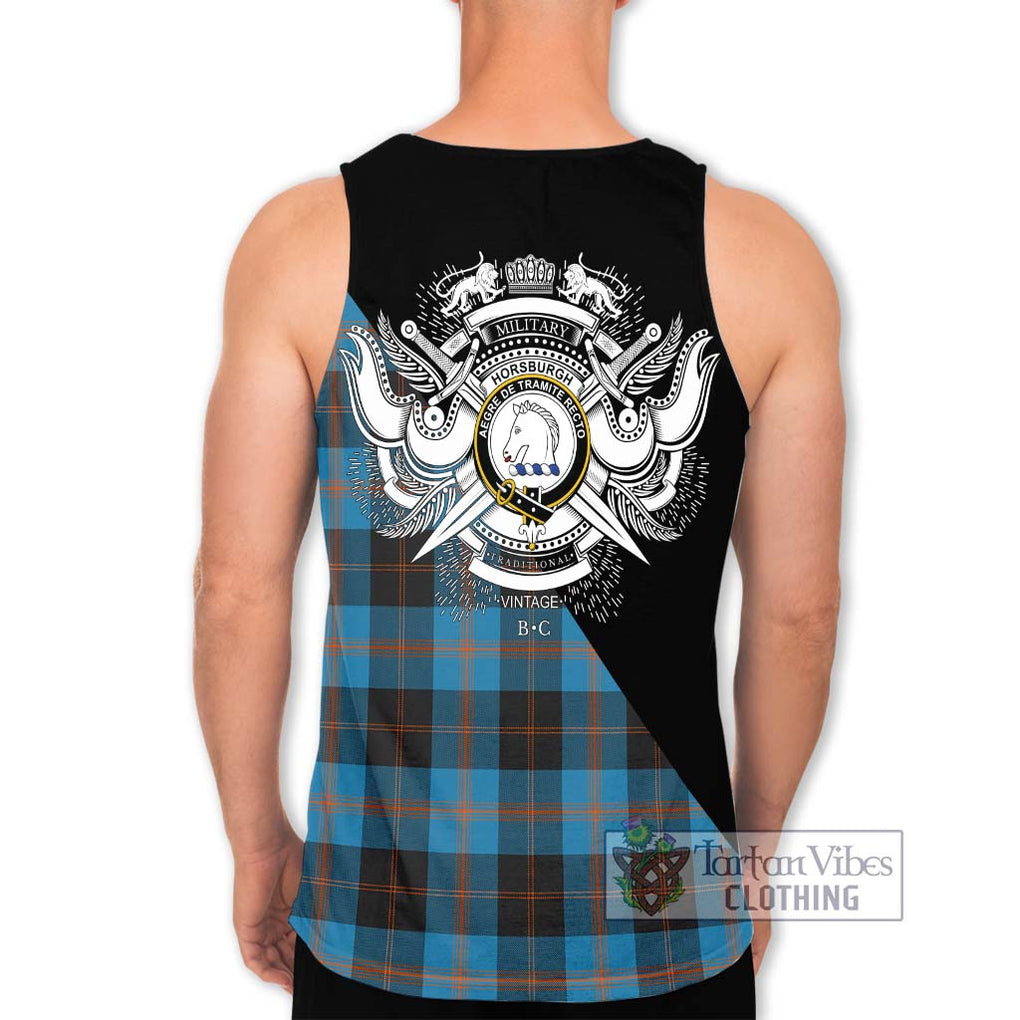 Horsburgh Tartan Men's Tank Top with Family Crest and Military Logo Style - Tartanvibesclothing Shop