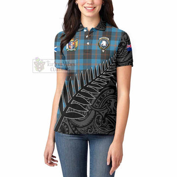 Horsburgh Crest Tartan Women's Polo Shirt with New Zealand Silver Fern Half Style