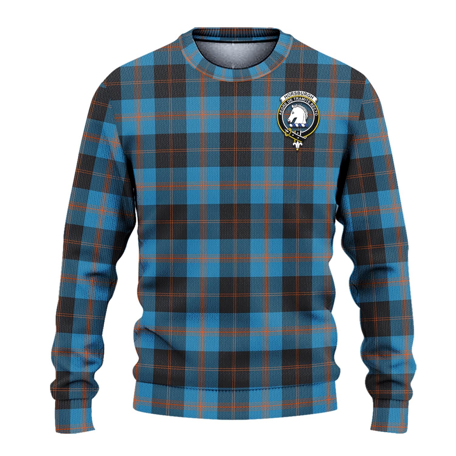 Horsburgh Tartan Knitted Sweater with Family Crest - Tartanvibesclothing