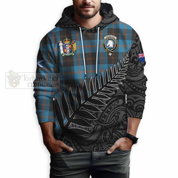 Horsburgh Crest Tartan Hoodie with New Zealand Silver Fern Half Style