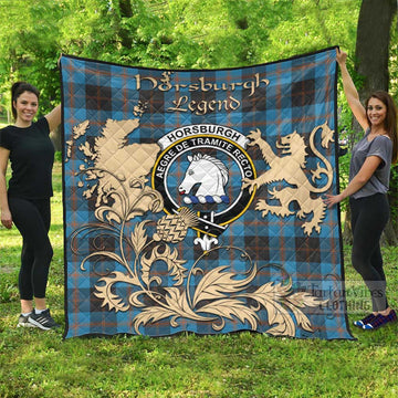 Horsburgh Tartan Quilt with Family Crest and Scottish Symbol Style