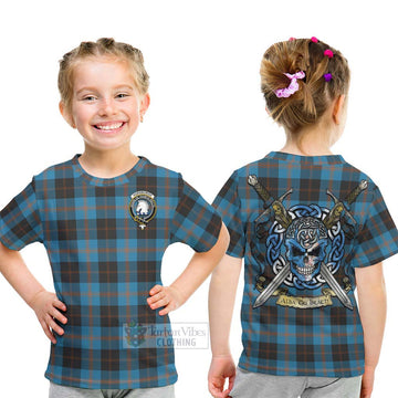 Horsburgh Tartan Kid T-Shirt with Family Crest Celtic Skull Style