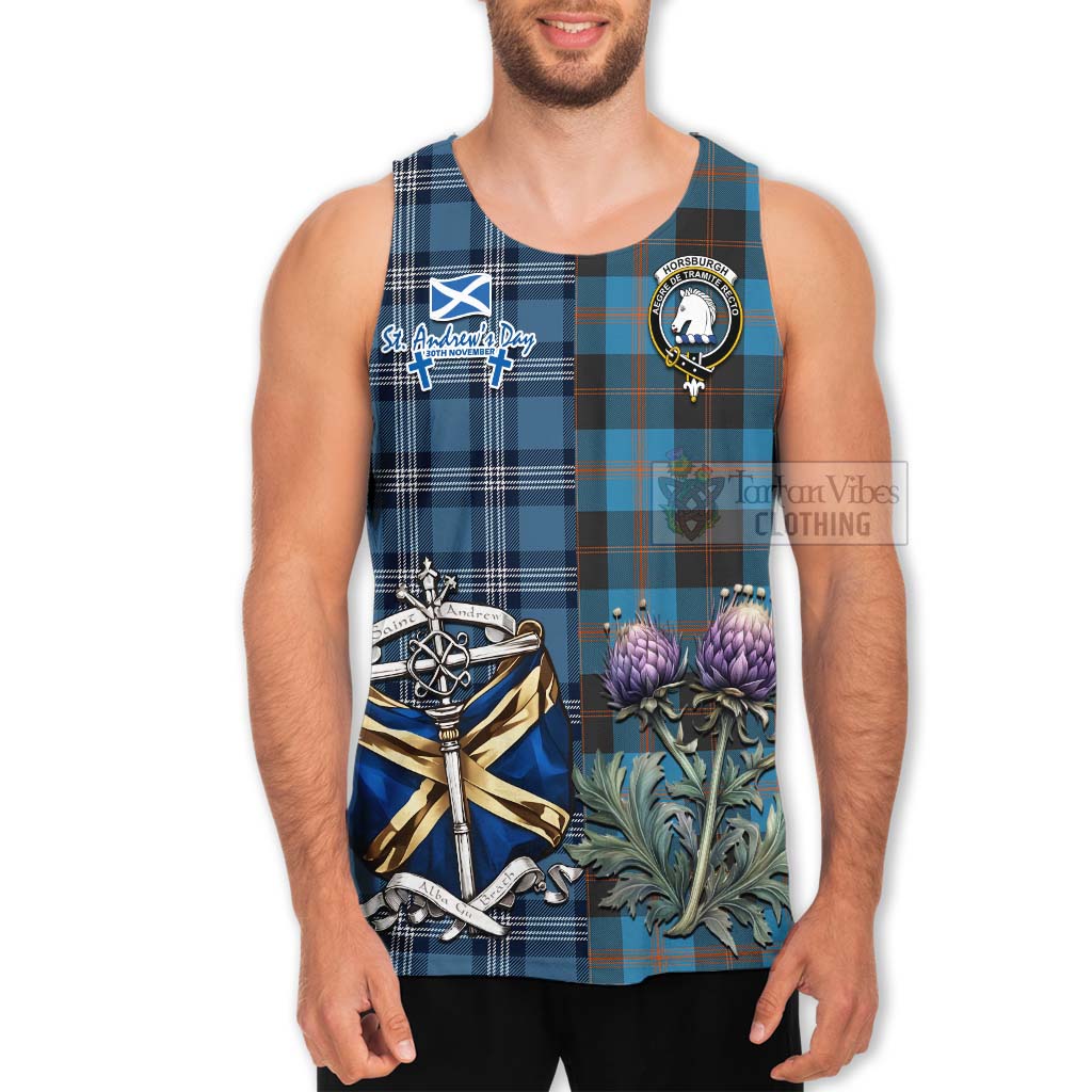 Tartan Vibes Clothing Horsburgh Tartan Men's Tank Top Happy St. Andrew's Day Half Tartan Style