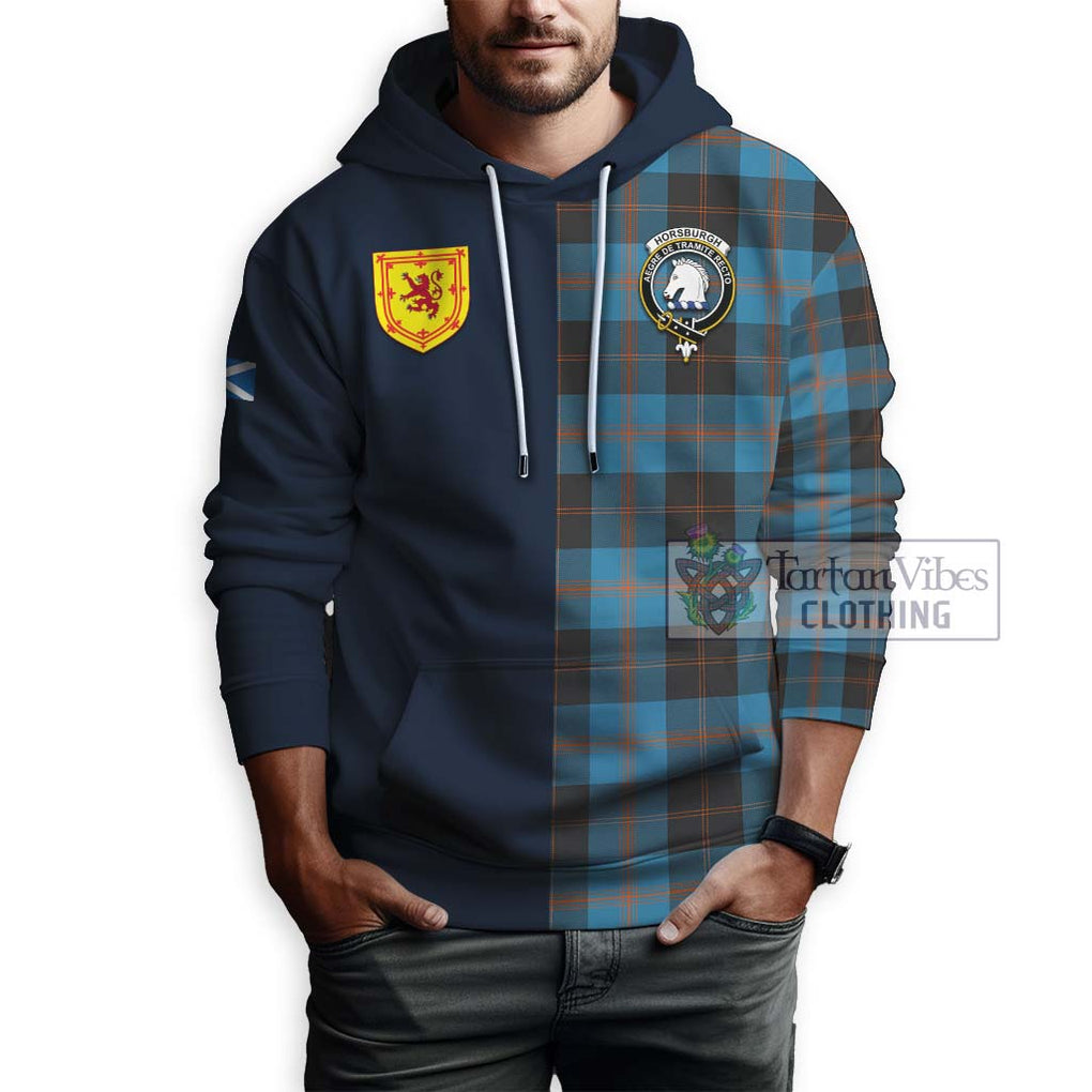 Tartan Vibes Clothing Horsburgh Tartan Hoodie with Scottish Lion Royal Arm Half Style