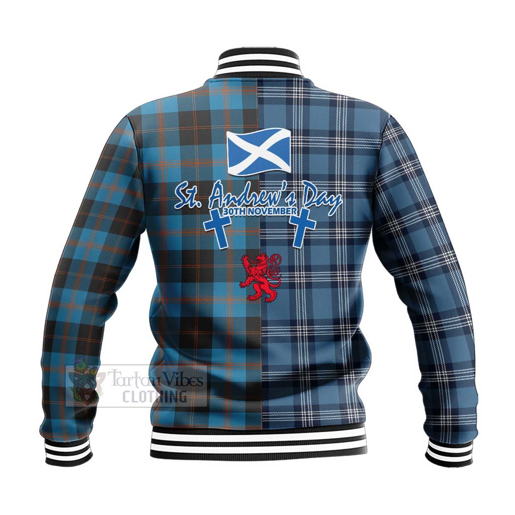 Tartan Vibes Clothing Horsburgh Tartan Baseball Jacket Happy St. Andrew's Day Half Tartan Style