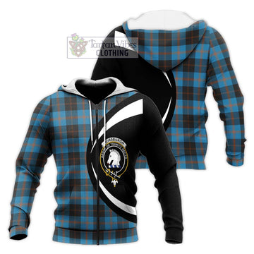 Horsburgh Tartan Knitted Hoodie with Family Crest Circle Style