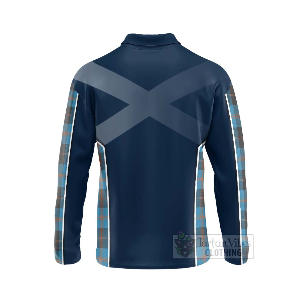 Tartan Vibes Clothing Horsburgh Tartan Long Sleeve Polo Shirt with Family Crest and Scottish Thistle Vibes Sport Style