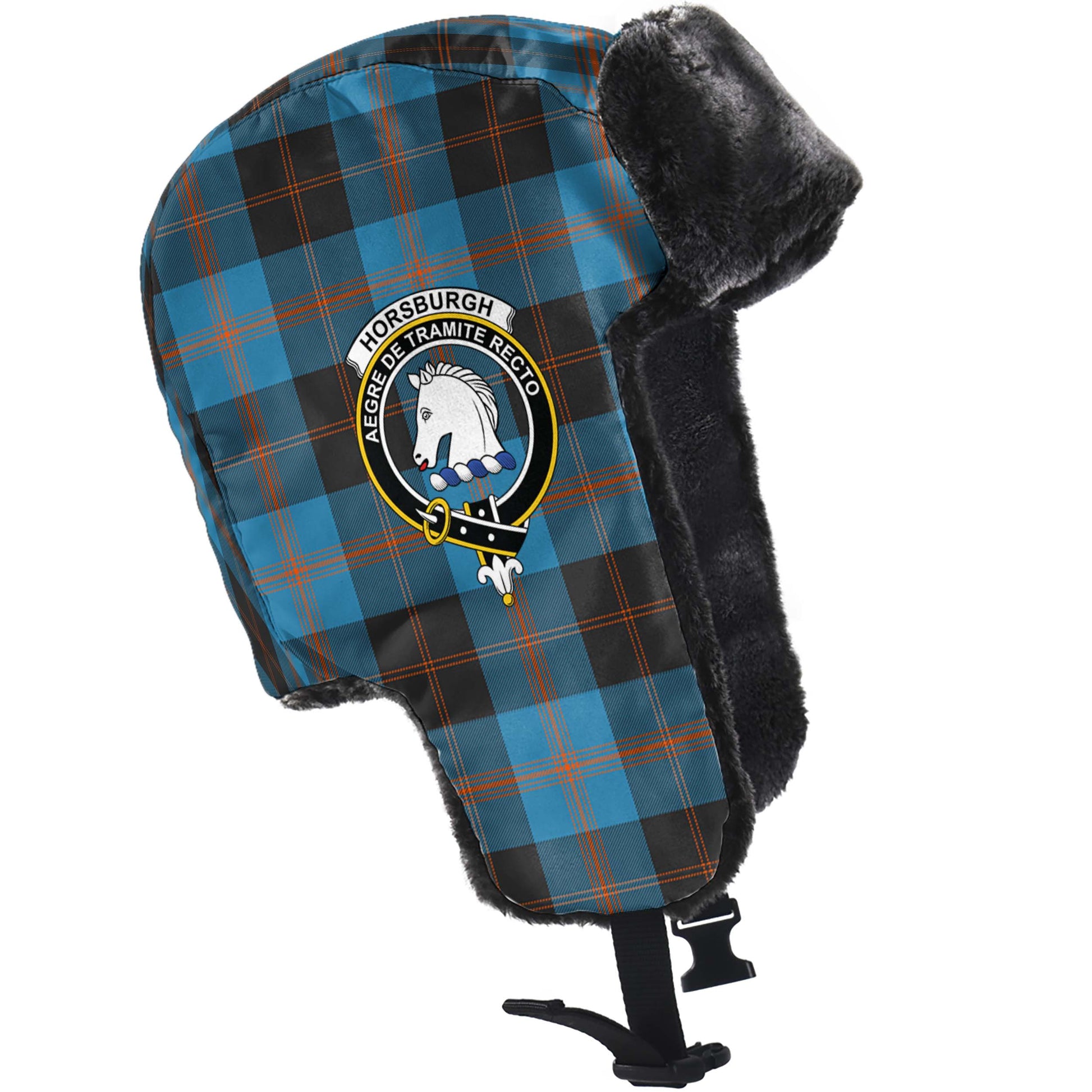 Horsburgh Tartan Winter Trapper Hat with Family Crest - Tartanvibesclothing