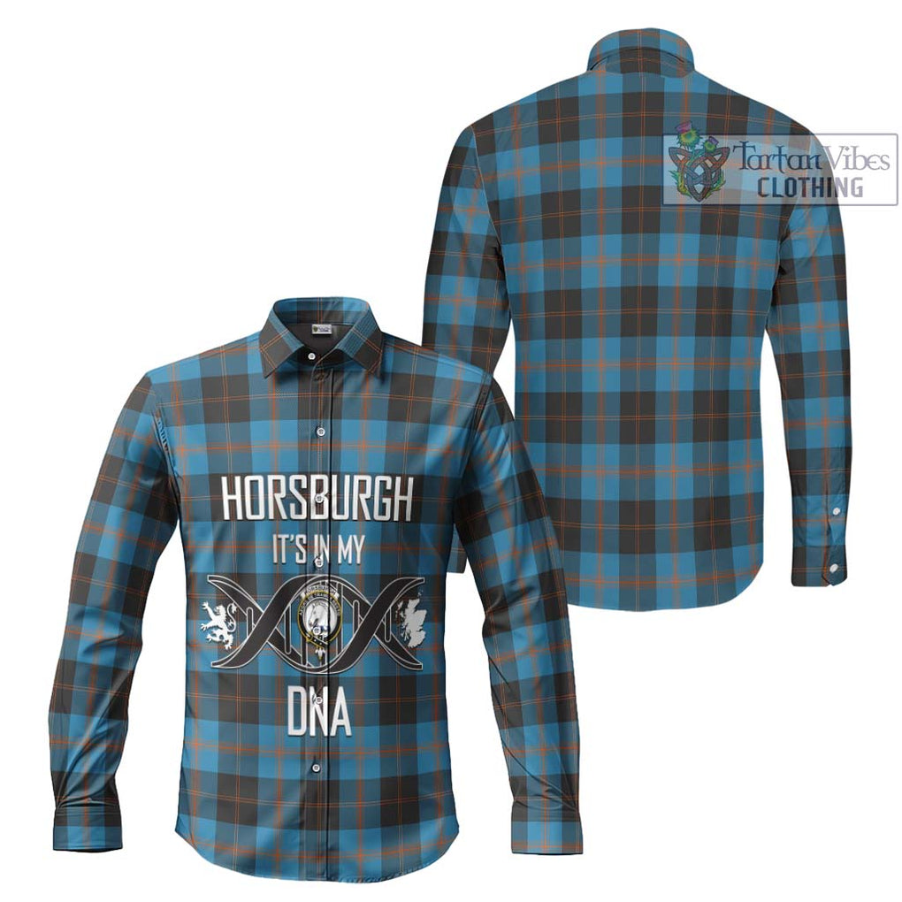 Horsburgh Tartan Long Sleeve Button Shirt with Family Crest DNA In Me Style Men's Shirt - Tartanvibesclothing Shop