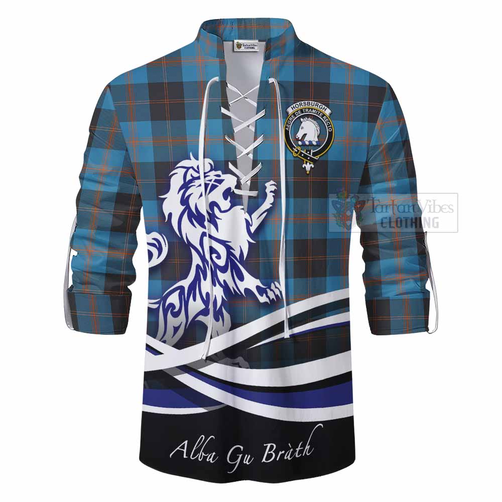 Tartan Vibes Clothing Horsburgh Tartan Ghillie Kilt Shirt with Alba Gu Brath Regal Lion Emblem