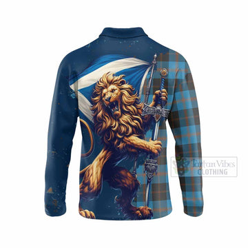 Horsburgh Tartan Family Crest Long Sleeve Polo Shirt with Scottish Majestic Lion