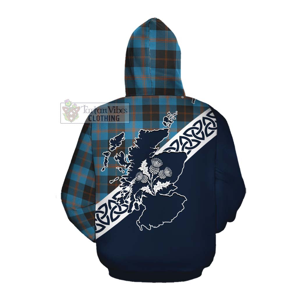 Tartan Vibes Clothing Horsburgh Tartan Cotton Hoodie Featuring Thistle and Scotland Map