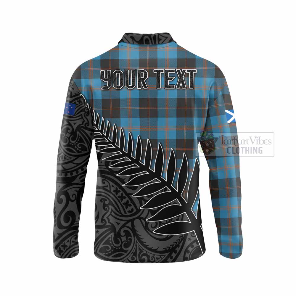 Tartan Vibes Clothing Horsburgh Crest Tartan Long Sleeve Polo Shirt with New Zealand Silver Fern Half Style