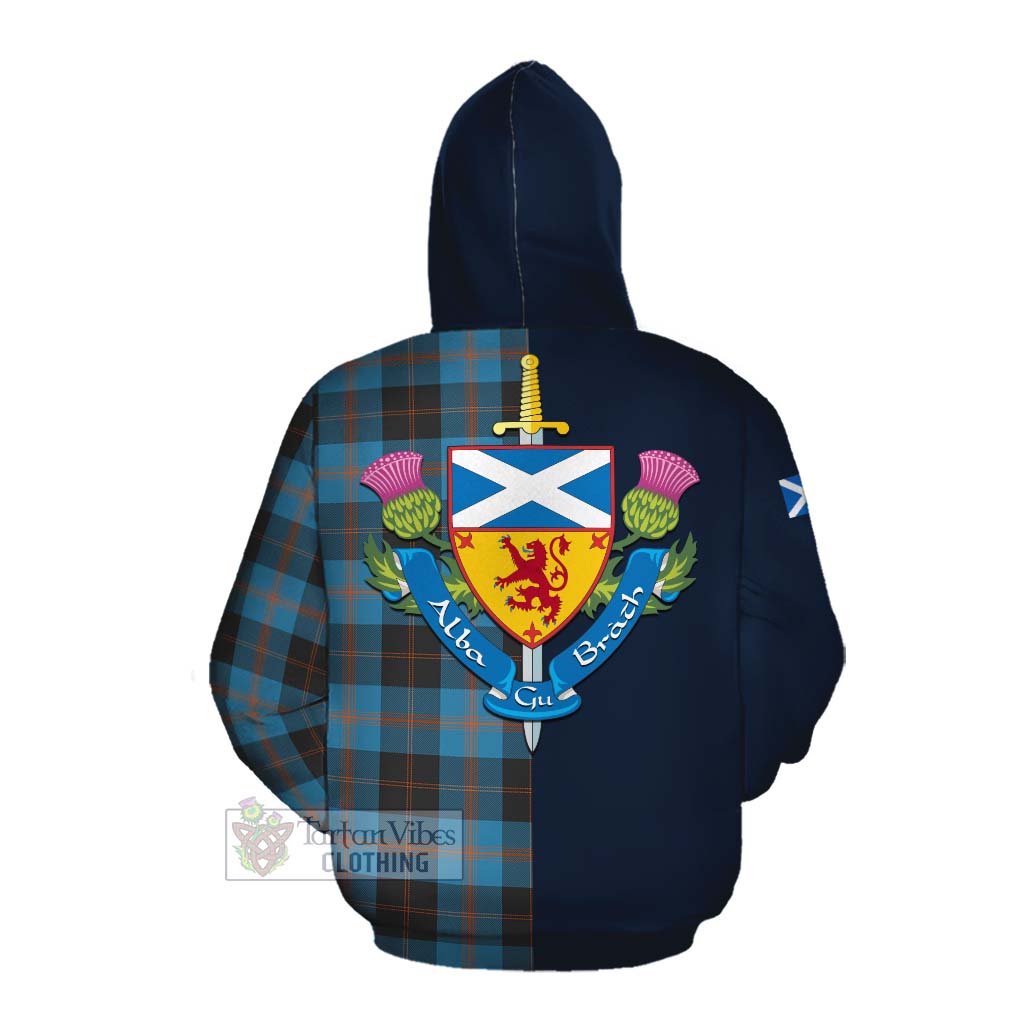 Tartan Vibes Clothing Horsburgh Tartan Cotton Hoodie Alba with Scottish Lion Royal Arm Half Style