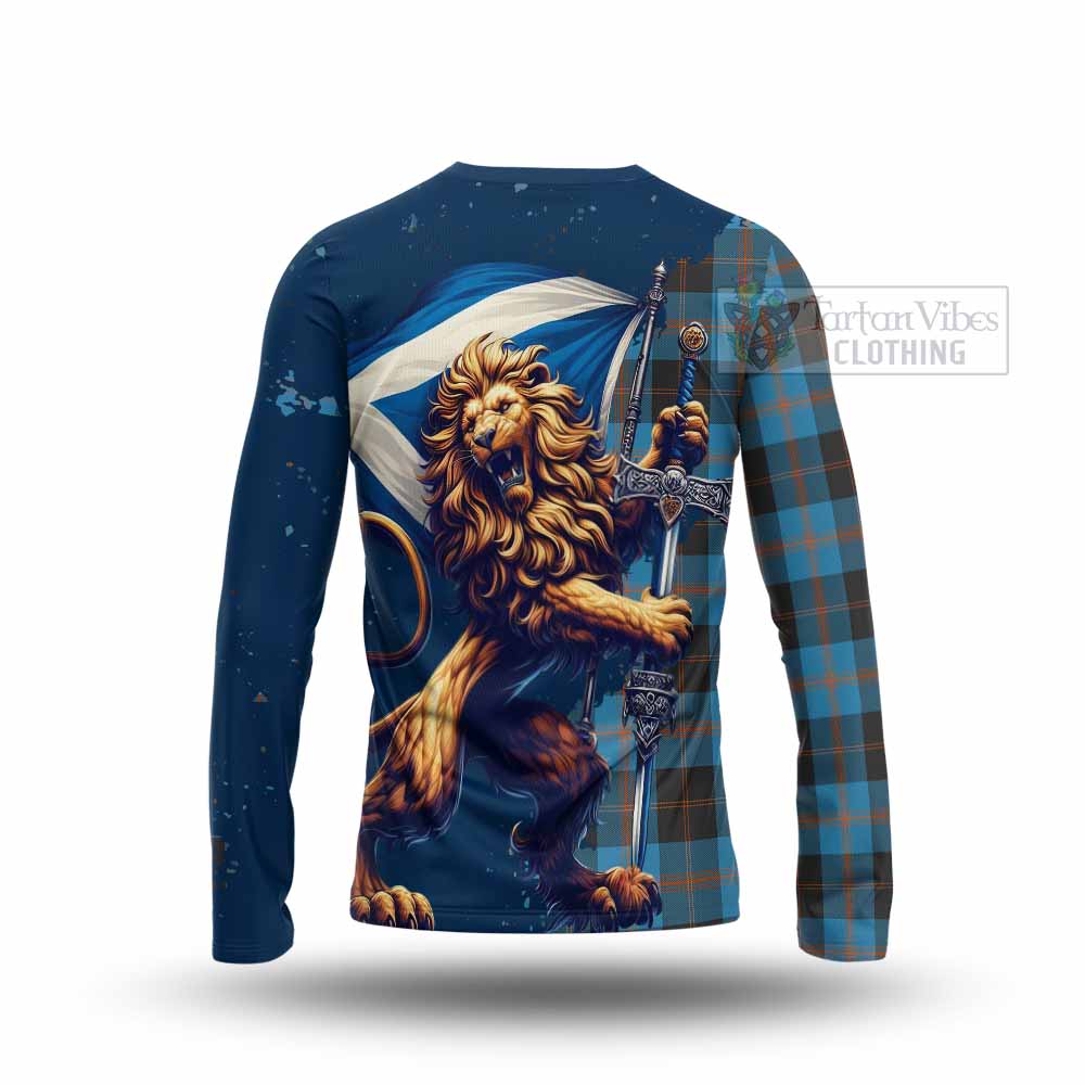 Tartan Vibes Clothing Horsburgh Tartan Family Crest Long Sleeve T-Shirt with Scottish Majestic Lion