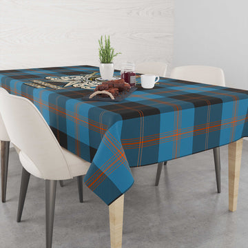 Horsburgh Tartan Tablecloth with Clan Crest and the Golden Sword of Courageous Legacy