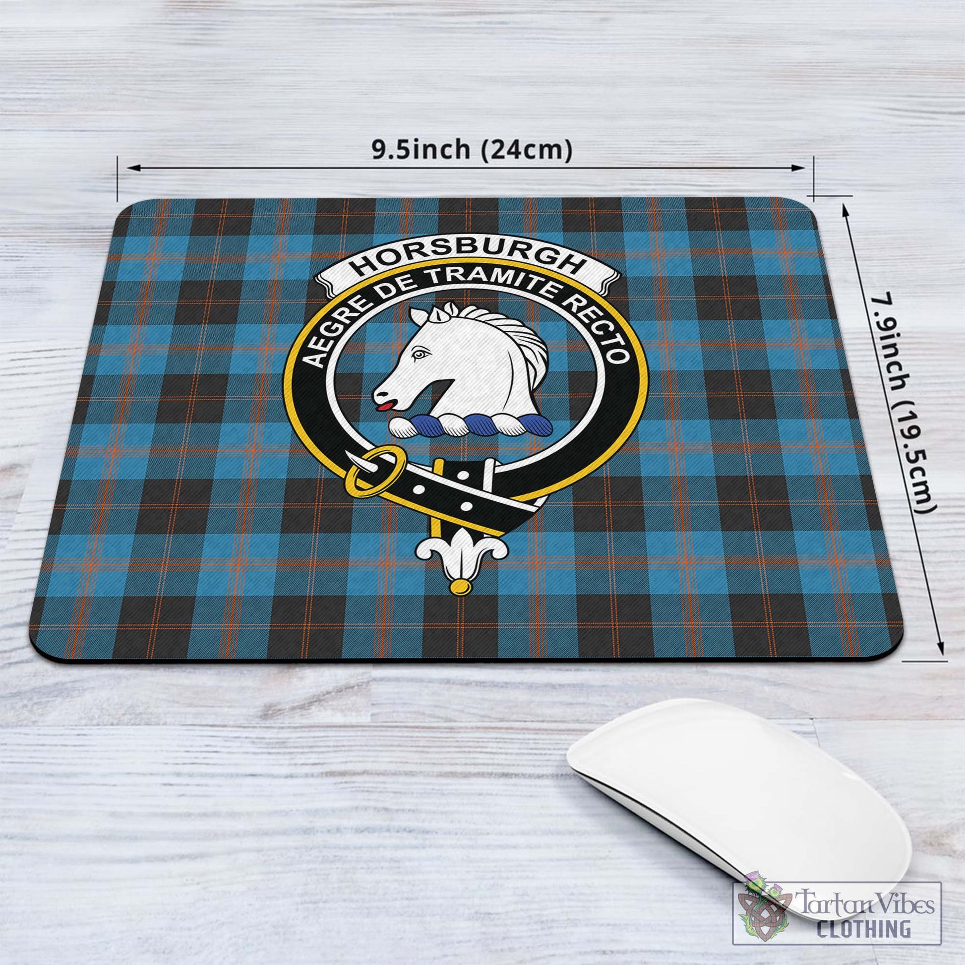 Tartan Vibes Clothing Horsburgh Tartan Mouse Pad with Family Crest