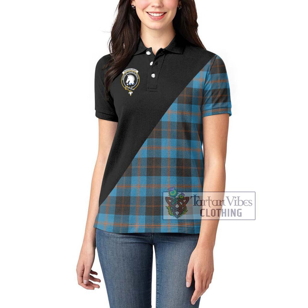 Horsburgh Tartan Women's Polo Shirt with Family Crest and Military Logo Style - Tartanvibesclothing Shop