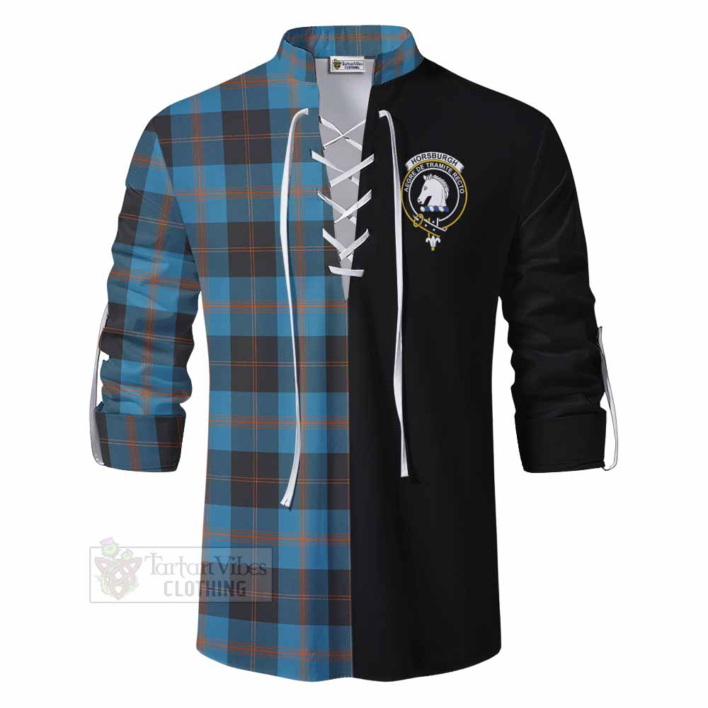 Tartan Vibes Clothing Horsburgh Tartan Ghillie Kilt Shirt with Family Crest and Half Of Me Style