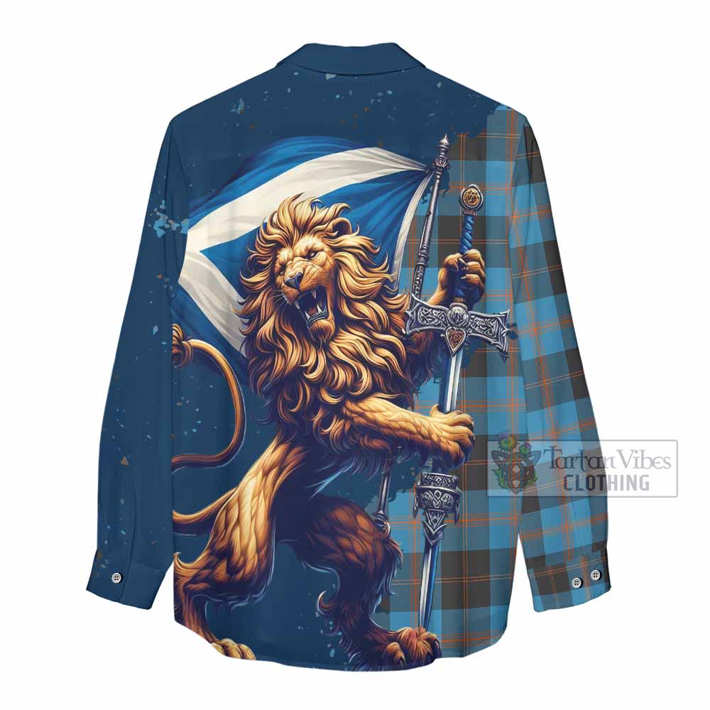 Tartan Vibes Clothing Horsburgh Tartan Family Crest Women's Casual Shirt with Scottish Majestic Lion