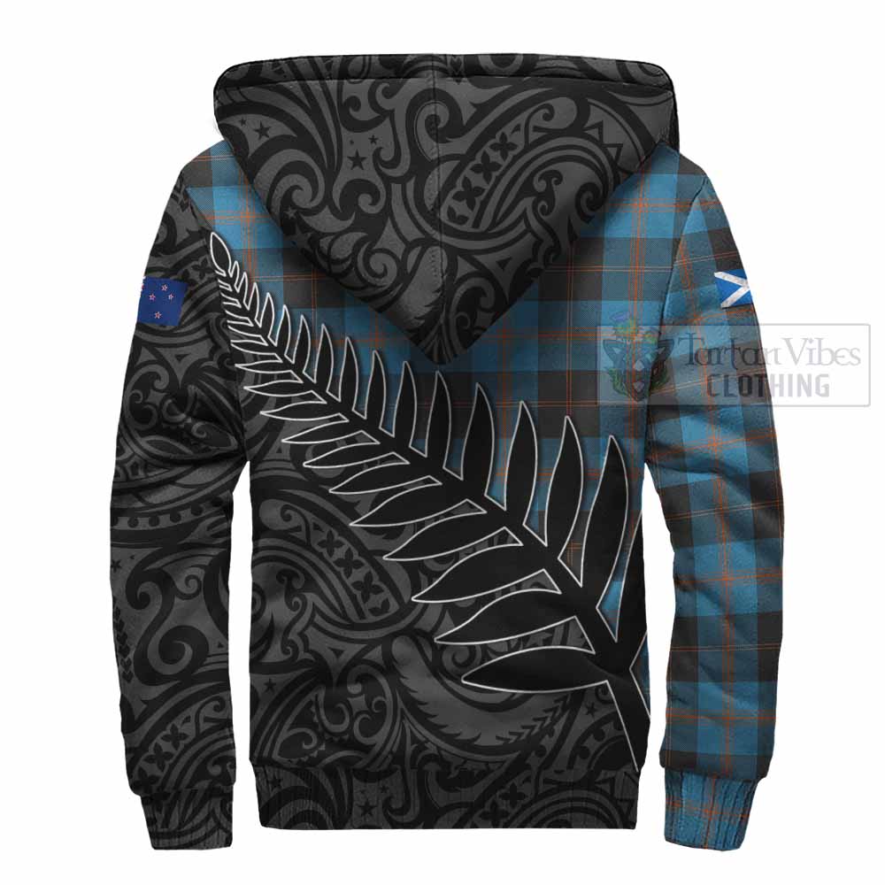 Tartan Vibes Clothing Horsburgh Crest Tartan Sherpa Hoodie with New Zealand Silver Fern Half Style