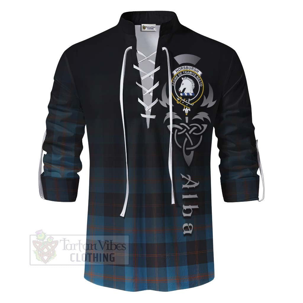 Tartan Vibes Clothing Horsburgh Tartan Ghillie Kilt Shirt Featuring Alba Gu Brath Family Crest Celtic Inspired