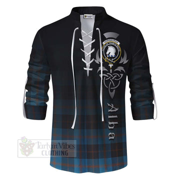 Horsburgh Tartan Ghillie Kilt Shirt Featuring Alba Gu Brath Family Crest Celtic Inspired