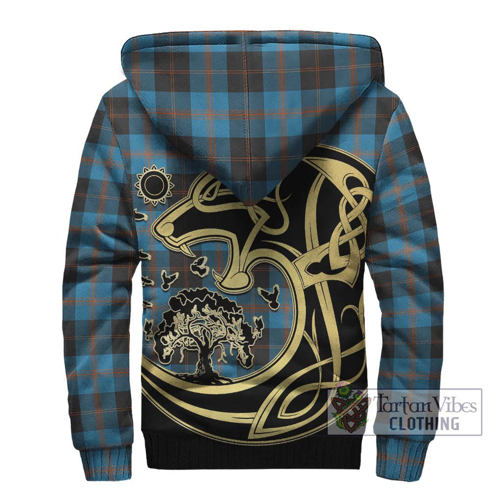 Horsburgh Tartan Sherpa Hoodie with Family Crest Celtic Wolf Style - Tartan Vibes Clothing