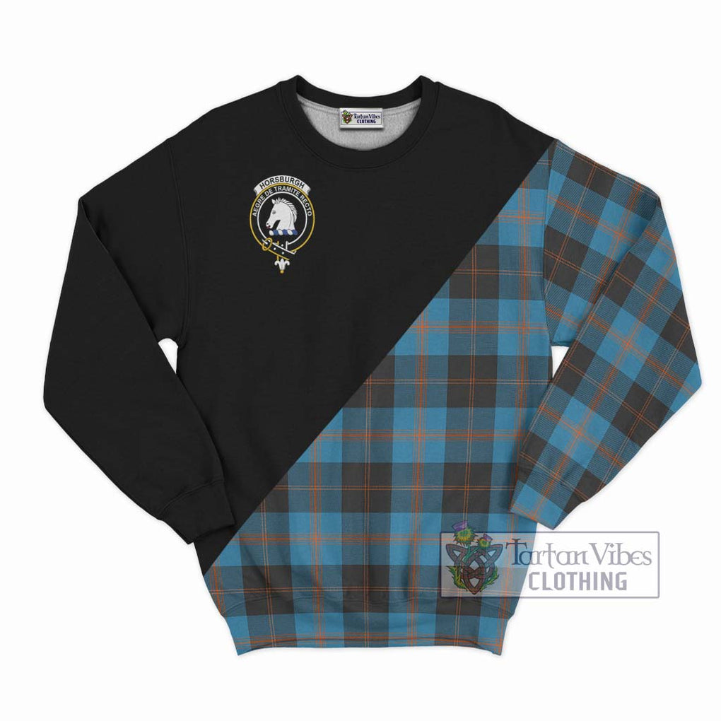 Horsburgh Tartan Sweatshirt with Family Crest and Military Logo Style - Tartanvibesclothing Shop