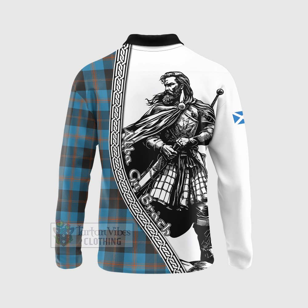 Tartan Vibes Clothing Horsburgh Tartan Clan Crest Long Sleeve Polo Shirt with Highlander Warrior Celtic Style