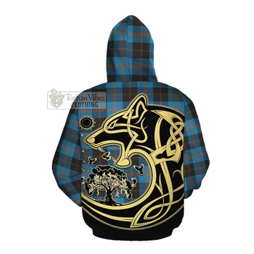 Horsburgh Tartan Cotton Hoodie with Family Crest Celtic Wolf Style