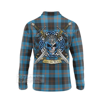 Horsburgh Tartan Long Sleeve Polo Shirt with Family Crest Celtic Skull Style