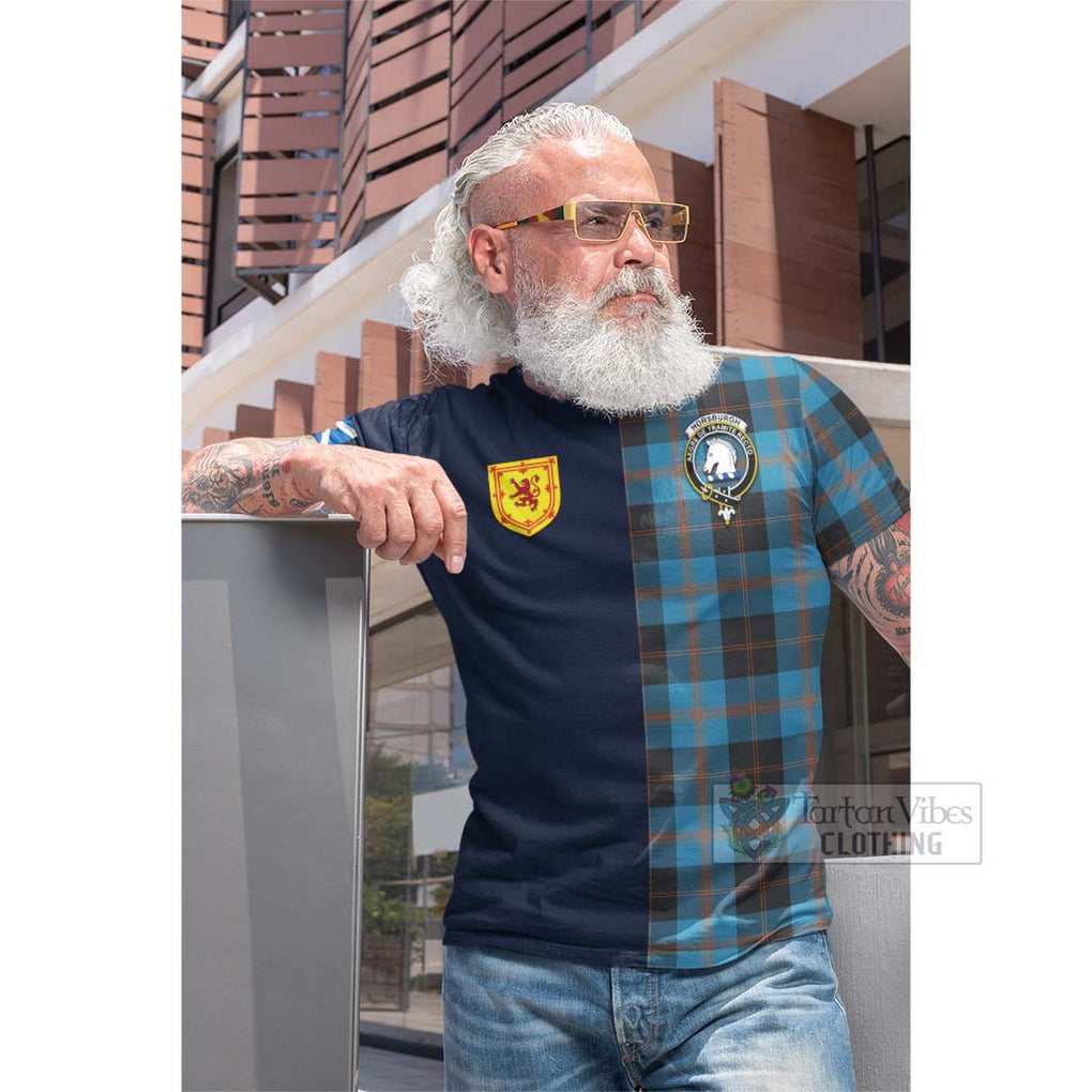 Tartan Vibes Clothing Horsburgh Tartan Cotton T-shirt with Scottish Lion Royal Arm Half Style