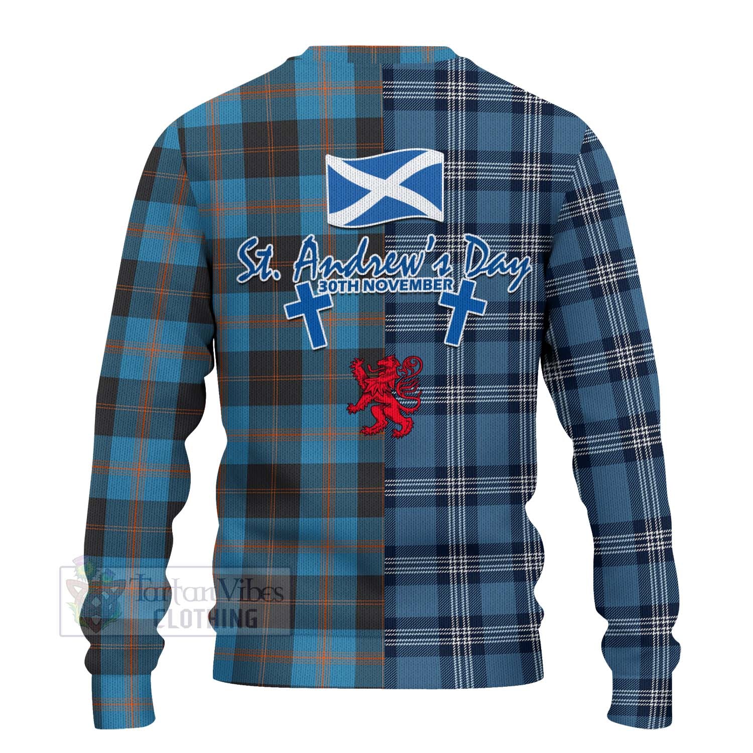 Tartan Vibes Clothing Horsburgh Tartan Knitted Sweater Happy St. Andrew's Day Half Tartan Style