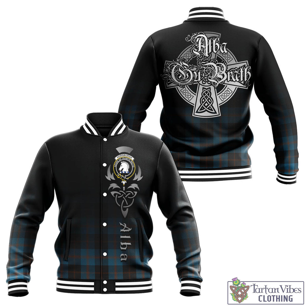 Horsburgh Tartan Baseball Jacket Featuring Alba Gu Brath Family Crest Celtic Inspired - Tartan Vibes Clothing