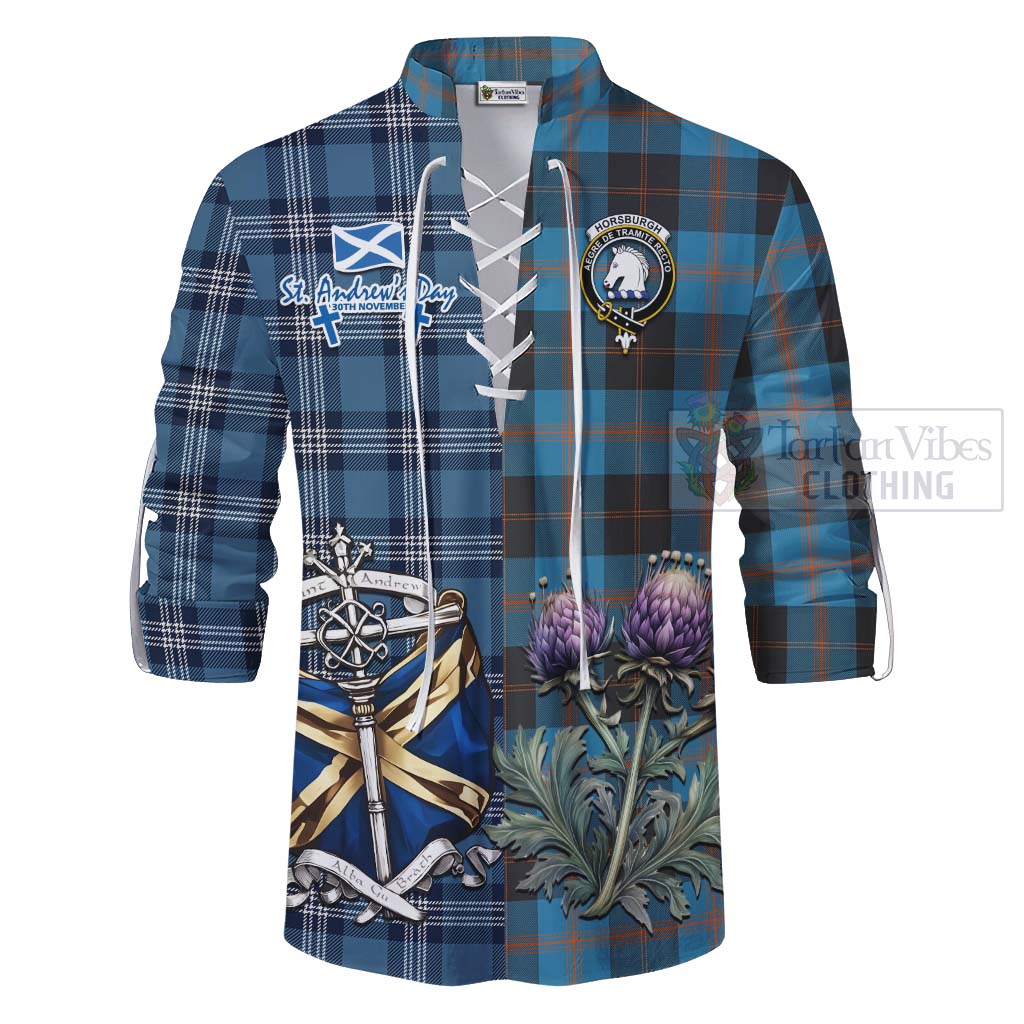 Tartan Vibes Clothing Horsburgh Tartan Ghillie Kilt Shirt Happy St. Andrew's Day Half Tartan Style