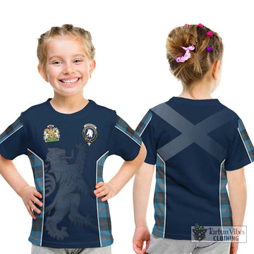 Horsburgh Tartan Kid T-Shirt with Family Crest and Lion Rampant Vibes Sport Style