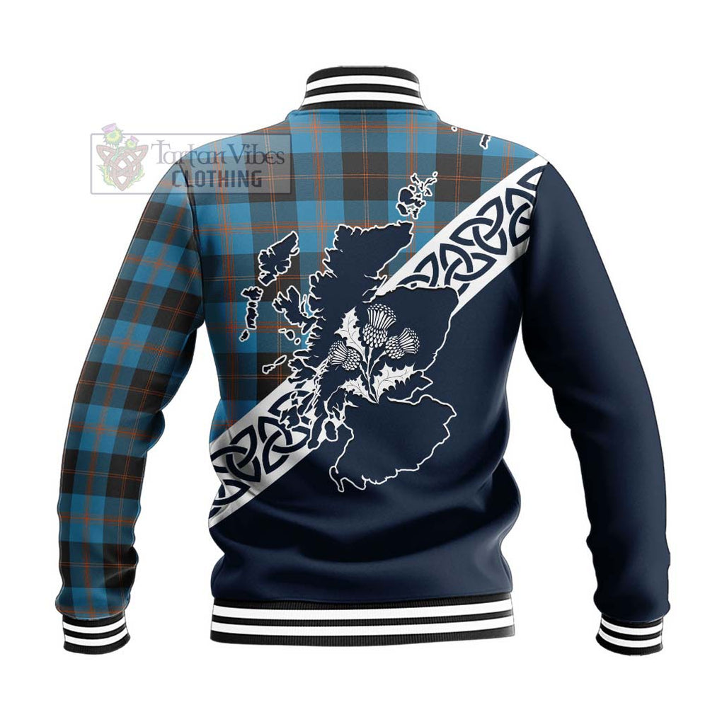 Tartan Vibes Clothing Horsburgh Tartan Baseball Jacket Featuring Thistle and Scotland Map