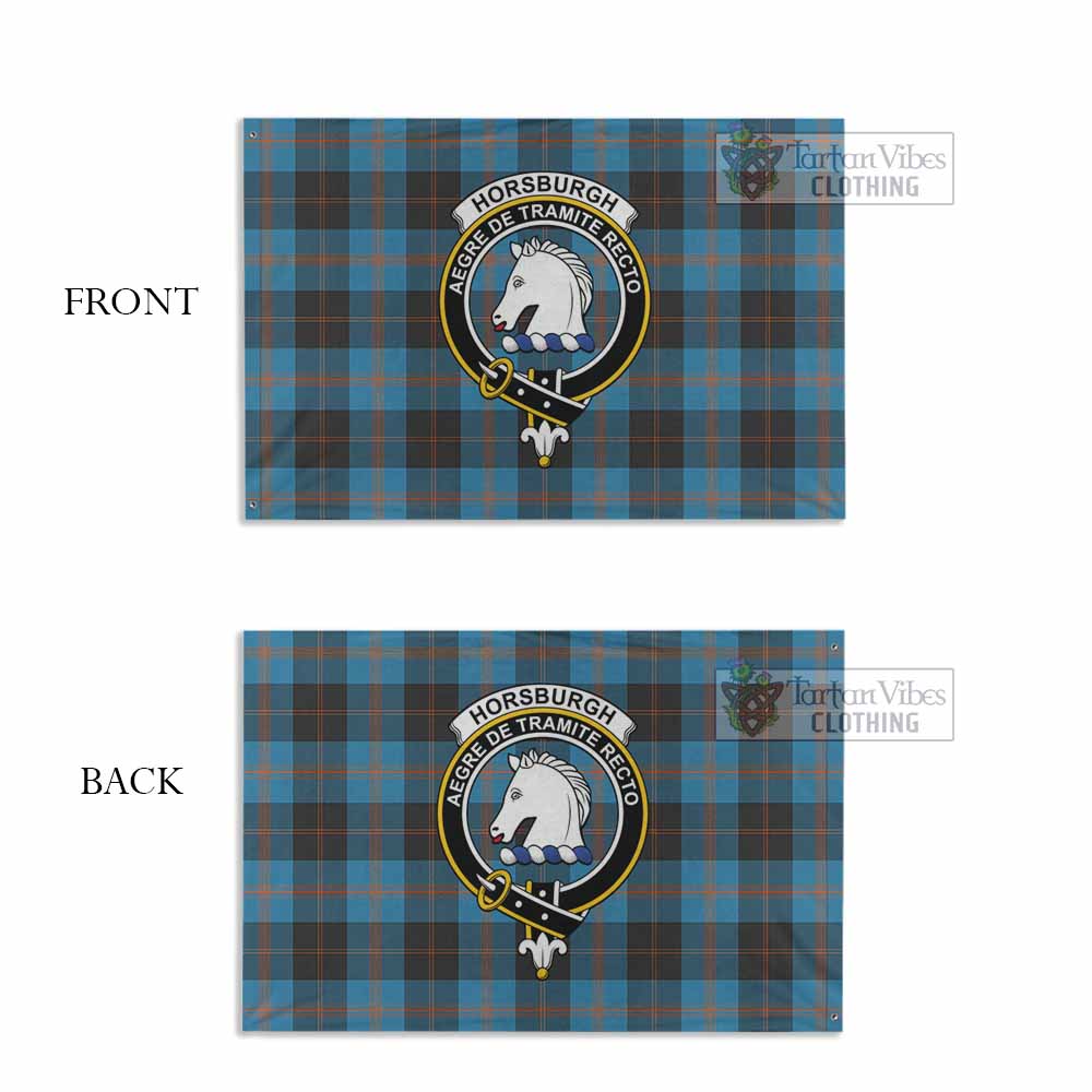 Tartan Vibes Clothing Horsburgh Tartan House Flag with Family Crest